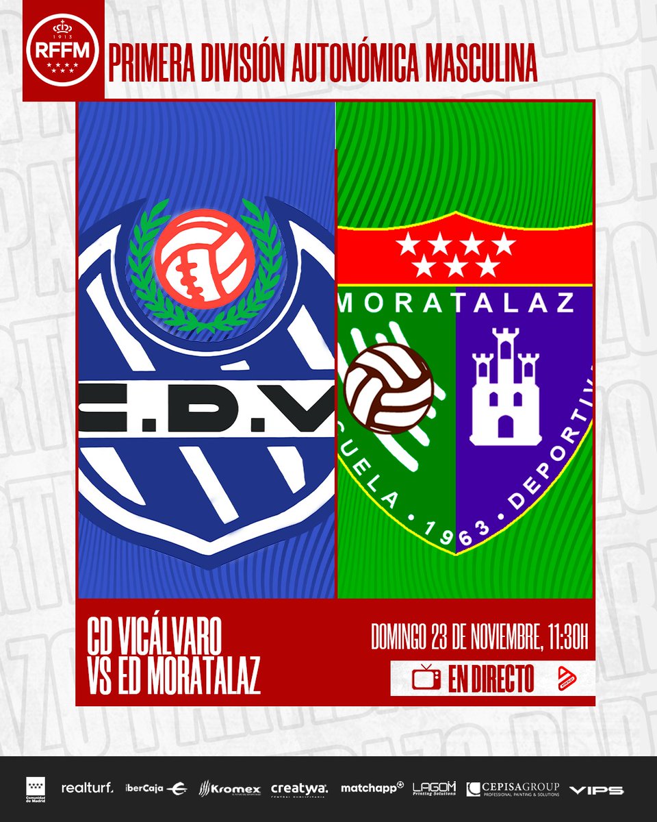 ⚽ FÚTBOL EN DIRECTO en <a href="/laOtraTM/">laOtra</a> de <a href="/telemadrid/">Telemadrid</a>.

Mañana a las 1️⃣1️⃣:3️⃣0️⃣h podrás disfrutar del partido entre <a href="/CDVicalvaro/">C.D. Vicálvaro ⚽️</a> y <a href="/edmoratalaz/">ED Moratalaz</a> correspondiente a la 11ª jornada del Grupo 2 de Primera División Autonómica de Aficionados.

🔗 telemadrid.es/emision-en-dir…