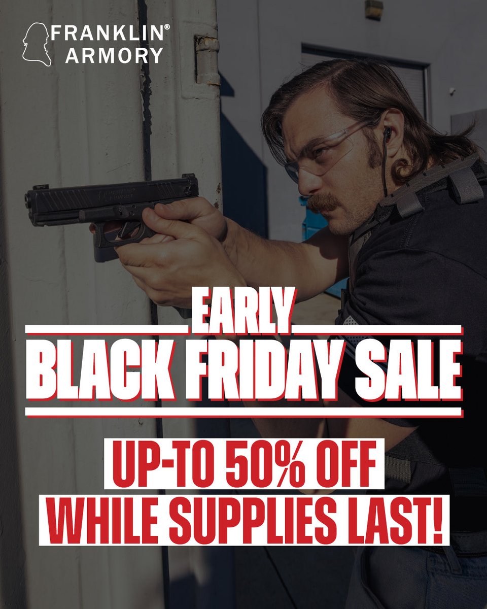 FranklinArmory's tweet image. Black Friday savings arrived early! Don&apos;t miss out on your chance to save up-to 50% off on Binary triggers, firearms, and more!
#BlackFridayDeals #2A #PewPew