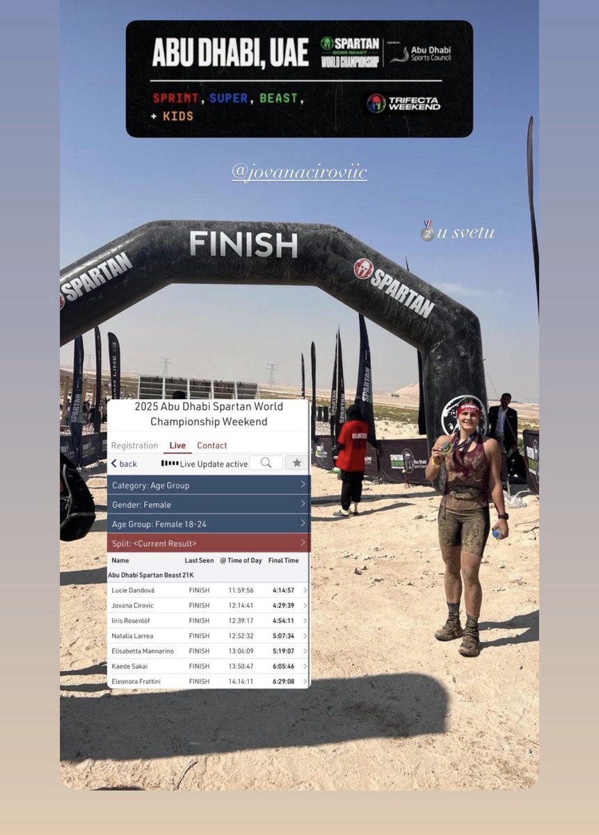 На @spartan <a href="/Spartan/">Tyler</a>Race Светском првенству у Абу Дабију атлетичар биатлонац <a href="/sveta_srbija/">“СВЕТИ СРБ и ја” - ПСУСС</a>  @jovanaciroviic постала је вицешампион. Све честитке нашој драгој @jovanaciroviic Јована Ћировић