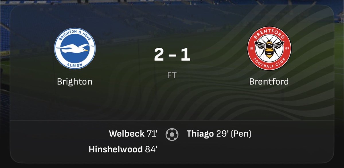 WEFOOTBALL777's tweet photo. 2025-26 PREMIER LEAGUE MATCHWEEK 12
Sat 22 Nov 15:00 UKT - Brighton vs Brentford full-time results 
#wefootball777 #football #premierleague #Matchweek12 #brightonhovealbion #brentfordfc https://t.co/QHCmKTQdlA