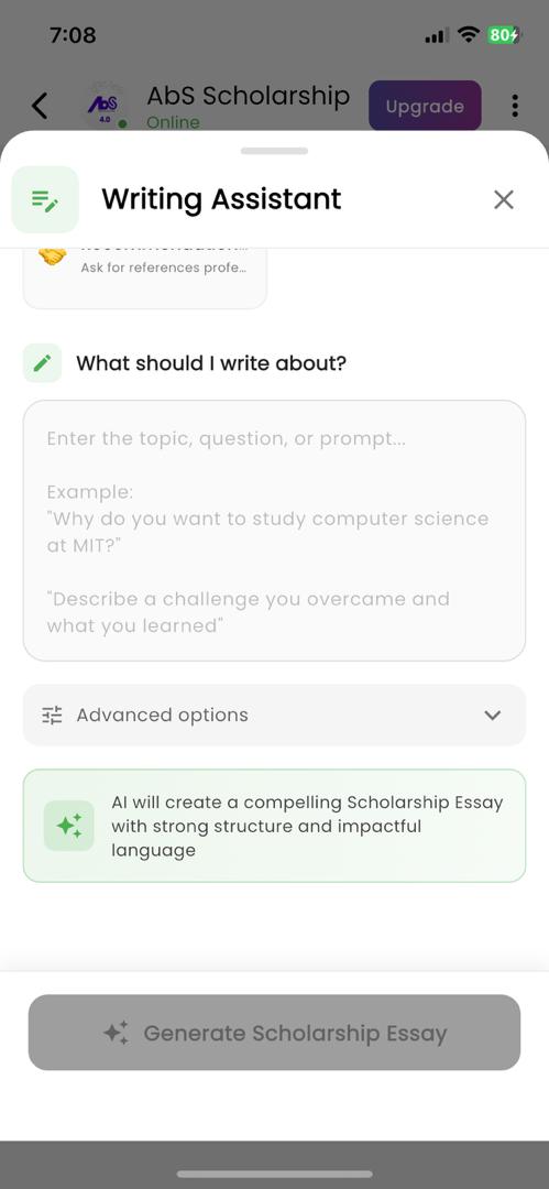 AbSApp_1's tweet photo. ๐ฅ๐ UPDATE: Our Sabi Scholarship Essay Tool is Now Live Inside Sabi Examiner! ๐๐
After days of polishing, rewriting prompts, adjusting UI, fixing tiny bugs that appeared from nowhere, and arguing with Flutter about spacing, over thousands of backend logic, AI integrationโฆ https://t.co/fT5DT4zjGP