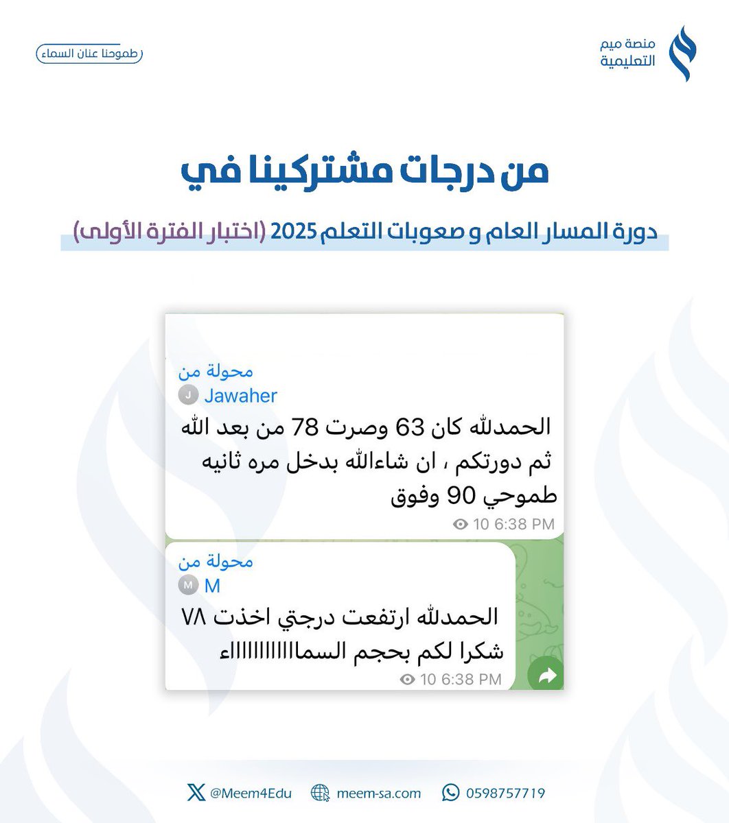 ✨

#نتايج_الرخصه_المهنيه من نتائج أساتذتنا المتدربين في دورة #الرخصة_المهنية_تربيه_خاصه #صعوبات_التعلم 

- للتسجيل و الاستفسار:
meem-sa.com
أو عن طريق تطبيق منصة ميم