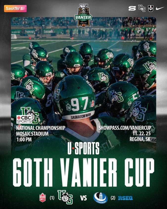 usask's tweet image. The day is here.😤 

GO HUSKIES! 🐾 

🎟️ Showpass.com/VanierCup
📺 CBC Gem &amp;amp; CBC Gem

#BringItHome | #WePlayForAA