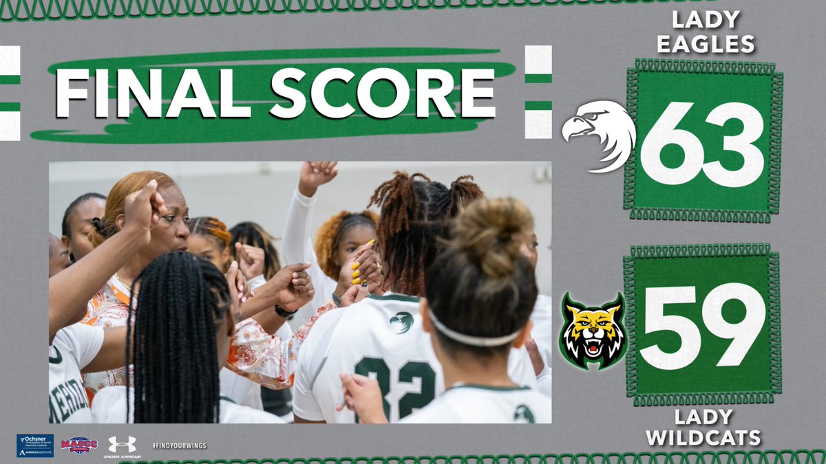 FINAL. Lady Eagles hold on to defeat Bishop State 63-59 in the Pensacola Classic. Meridian was led by Stephens with 19 pts (4 treys), Smith with 14 pts and Diouf with 12 pts. #FindYourWings