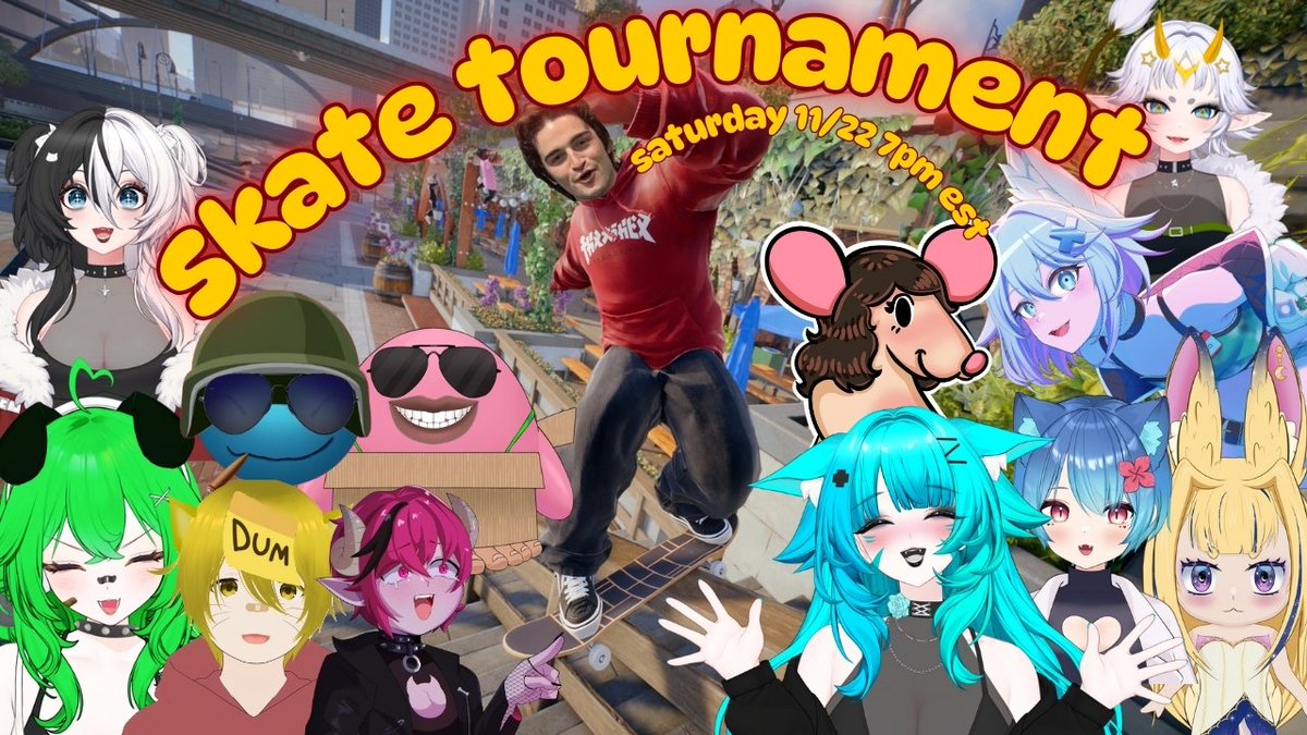 Skate tournament/Best trick contest tonight at 7pm est with <a href="/MicahMijin/">𝓜𝓲𝓬𝓪𝓱 𝓜𝓲𝓳𝓲𝓷🕯️✨</a> @Tankction <a href="/InsomniacVT/">Insomniac_anthonyVTEN🍜</a> <a href="/Tox1dbane/">Tox1d</a> @roopdoop <a href="/xraespecs/">xrae</a> <a href="/RiseTone/">Rise 🩵</a> <a href="/Lumeria_Lynn/">Lumeria Lynn 🧬✨</a> <a href="/VarooVt/">Varoo</a> <a href="/Dewdropona_leaf/">Dew</a> <a href="/YunaStellaris/">Yuna Stellaris | Lunar Bunny</a> come hang its going to be a ton of fun!!!