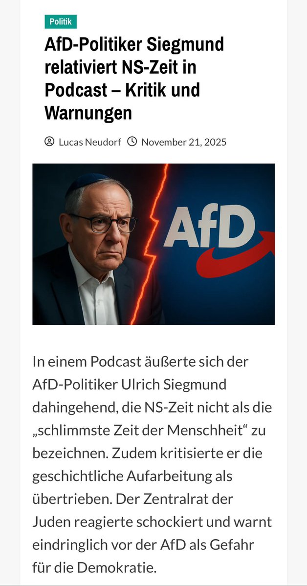 Und dann war da noch die Schamlosigkeit in Person 👉🏼 Ulrich Siegmund…
Passt aber wunderbar, die A*D hat schon öfter zu verstehen gegeben, dass sie von diesem anhaltenden Holocaust-Dingsi genervt ist.

#Holocaust #Relativierung
#Menschheitsverbrechen
#AfDVerbotjetzt