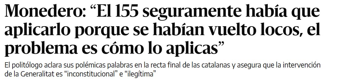 Mira, <a href="/MonederoJC/">Juan Carlos Monedero</a>, això deies quan qui desafiava els límits de la Transició i del Règim del 78 érem els independentistes. Ara, tal i com ja us vam avisar, us toca a vosaltres.