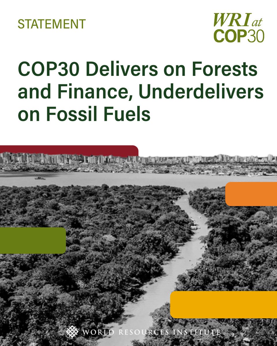 Today, negotiators concluded #COP30 in Belém, Brazil. They reached an agreement to triple adaptation finance and to hold a series of dialogues on trade within the UNFCCC for the first time. However, the formal negotiations offered an inadequate response to the shortfall in