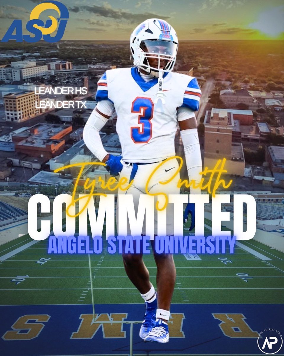 COMMITTED‼️
I want to thank God for giving me this opportunity to play at the next level <a href="/AngeloStateFB/">Angelo State Football</a> And thank my family , coaches, and teammates for helping get this far with all of the support! Thank you <a href="/Del_Excel/">Coach Del Howard</a> and <a href="/JeffGirsch/">Jeff Girsch</a> !#AGTG
