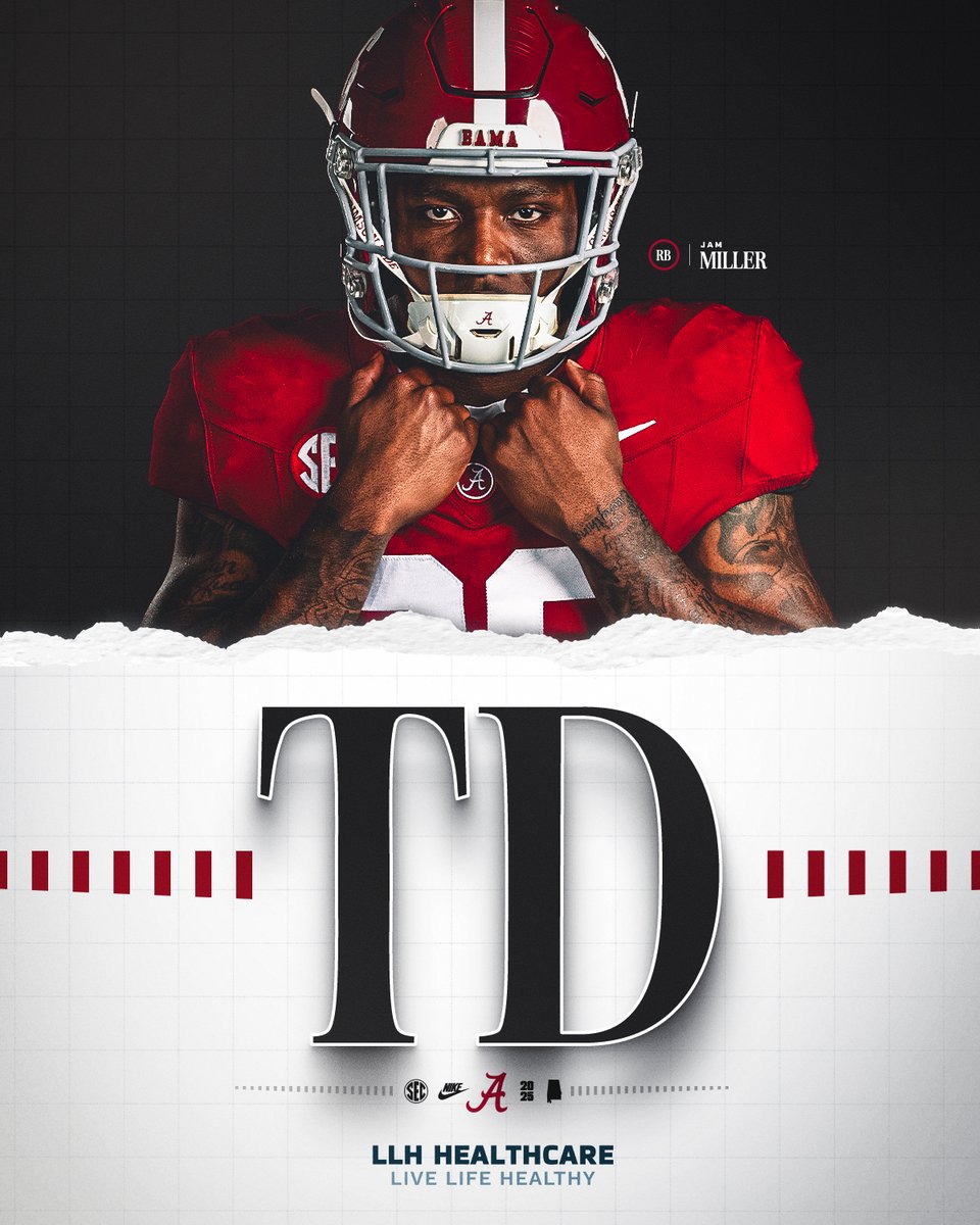 AlabamaFTBL's tweet photo. JAM walks it IN! 💪

1st Q Bama 7 | Eastern Illinois 0 https://t.co/Q0fJceCRFp