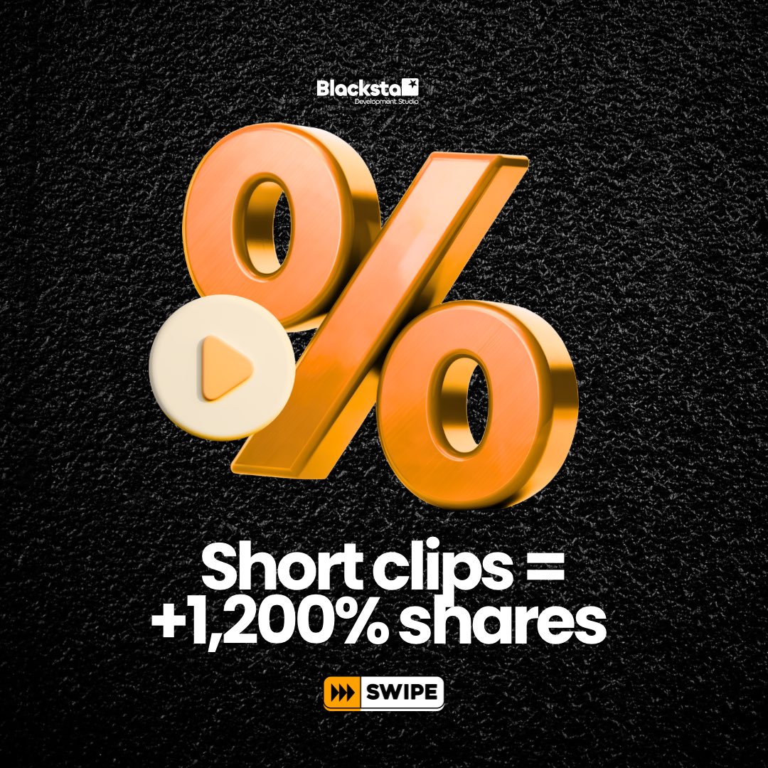 BlackstarDevSTU's tweet image. Want your brand to go viral? Short clips get 1,200% more shares than text and images combined! 🚀 It’s the fastest way to grow your reach organically—start filming today.
#VideoMarketing #ShortFormVideo #SocialMediaGrowth #MarketingStats #ContentStrategy #ViralTips
⬇️⬇️