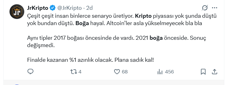 borsaninizinden's tweet photo. 1) Sevgili dostlar,

Geçenlerde iddialı bir cümle kurdum ve dedim ki "ben kripto trade etseydim, kripto tayfayı takip etmezdim"

Neden?

Aslında mevzu basit ama derine indikçe hepimiz için çok önemli dersler içeriyor

Buyrun bir iki kelam edelim. https://t.co/7ntiqAlOWo