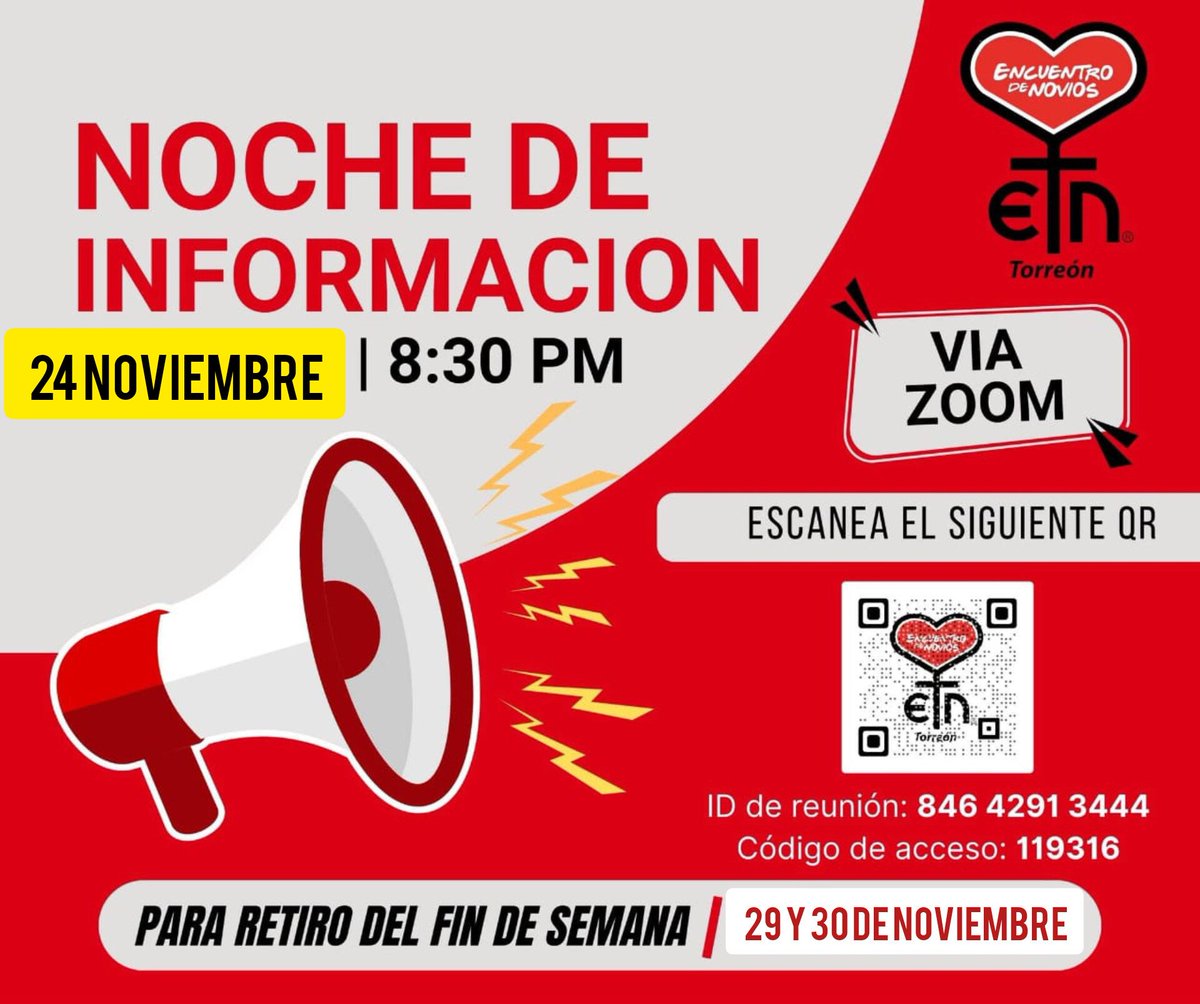 EdeNTorreon's tweet photo. Date la oportunidad de informarte para vivir el último retiro de este 2025 en Torreón.
 #labodaesundíaelmatrimoniotodalavida #labodaesundíaelmatrimoniotodalavida https://t.co/BByUztuhXm