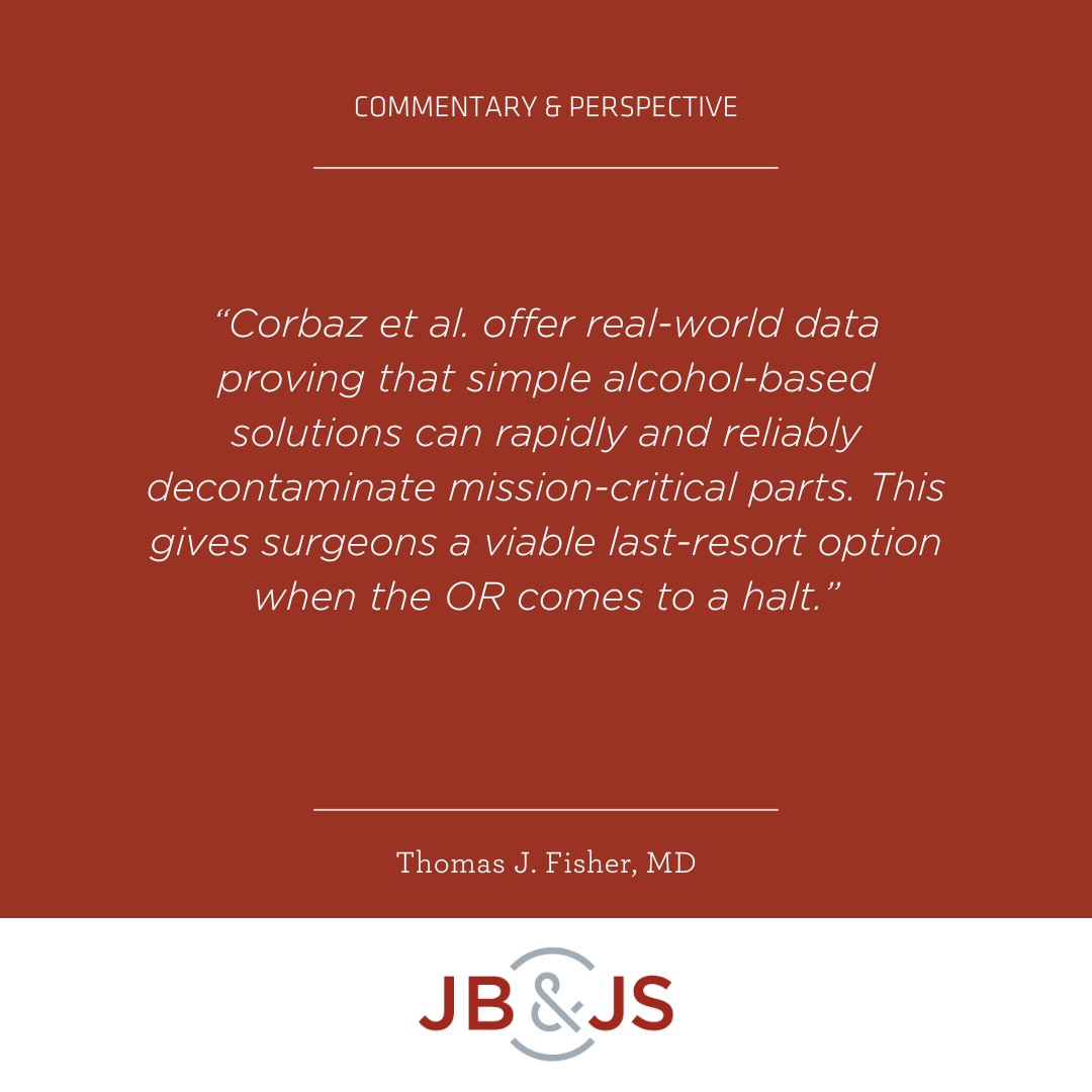 jbjs's tweet image. “Oops, I Did It Again”
Commentary on an article by Jocelyn Corbaz, MD, et al.: “Chemical Disinfection of an Accidentally Contaminated and Irreplaceable Inorganic Element During Orthopaedic Surgery Is a Safe Option” by Fischer et al. 

Read the full commentary 👉…