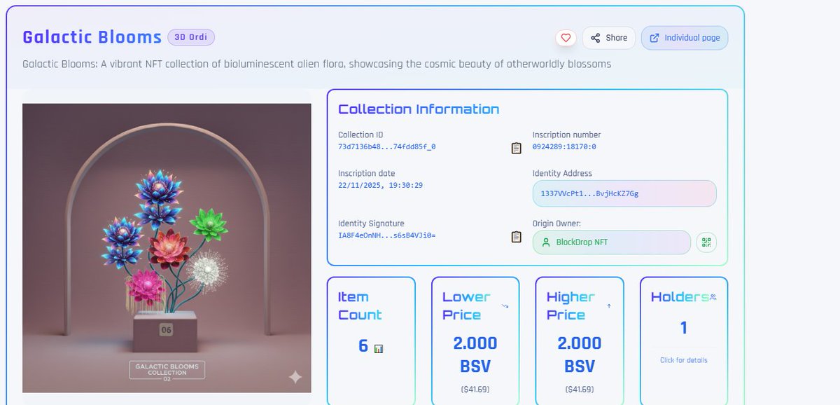 🚨🚀 BLAST OFF! 🚀🚨 
The moment you've been waiting for is HERE! 
"Galactic Blooms" has officially landed on <a href="/3dordi/">Dordy</a> !
Dive into a dazzling universe of 6 unique, bioluminescent alien flowers.
 Each cosmic masterpiece is just 2 $BSV
👇👇👇
3dordi.io/collections?se…
<a href="/BsvCrypto/">Singularity@584</a>