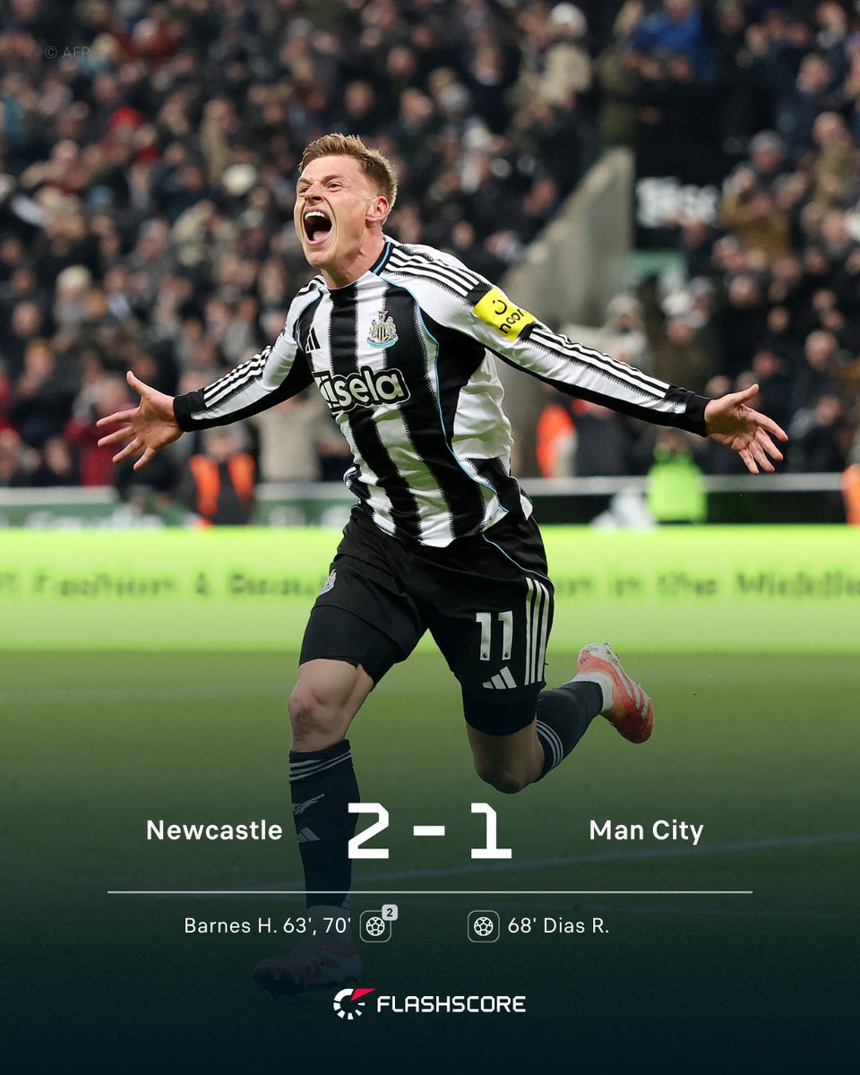 Flashscorecom's tweet image. ⚽⚽ A Harvey Barnes double add more uncertainty to Man City&apos;s hopes of a title chase. 
𝐌𝐚𝐭𝐜𝐡 𝐬𝐭𝐚𝐭𝐬 ⤵️
flashsco.re/2p83p8fy

#NEWMCI