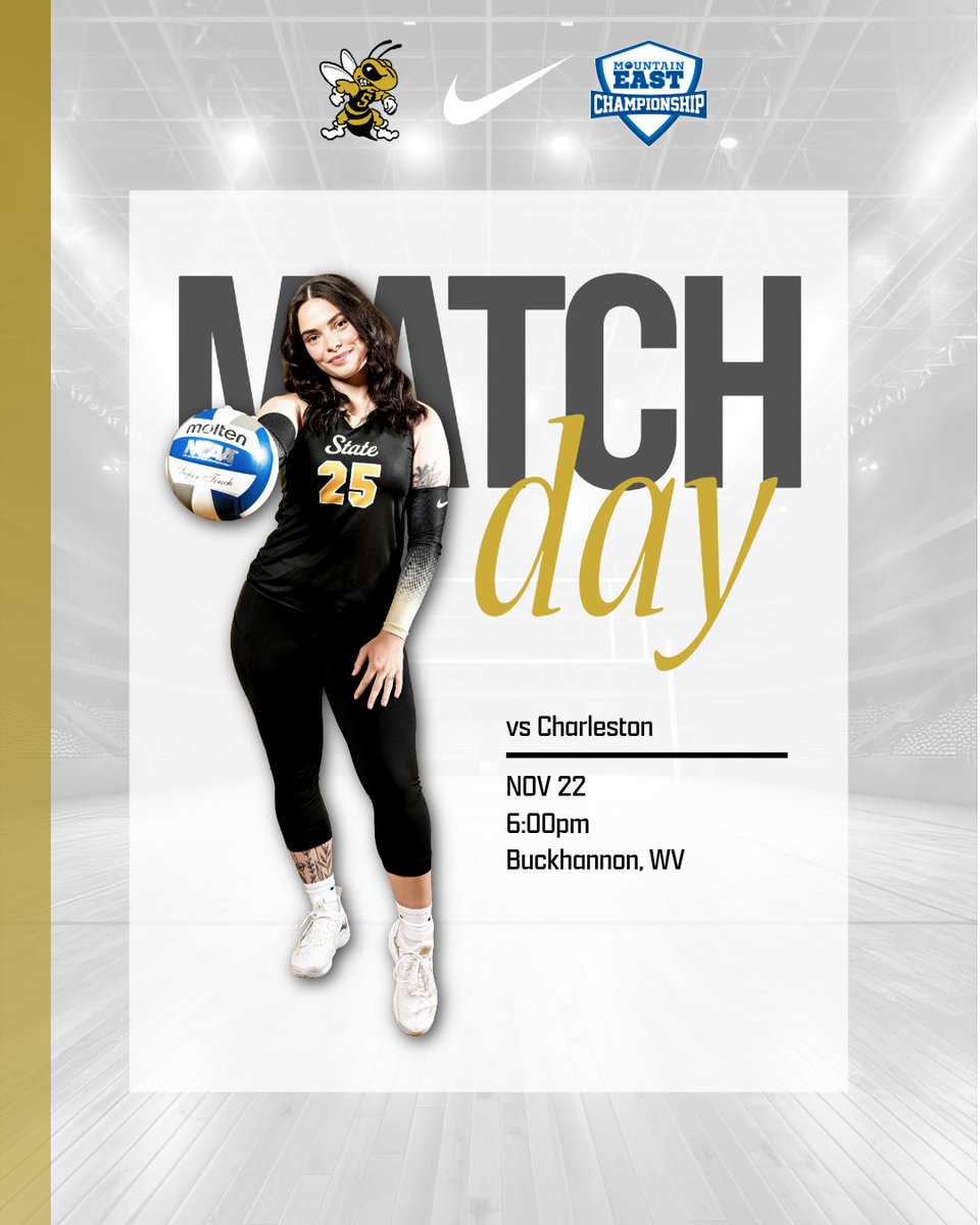 🏐 | GAMEDAY ‼
🏆 MEC Championship
🆚 Charleston
📍Buckhannon, WV
🏟️Rockefeller Center
🕕 6:00 PM
📊 wvsu.fans/MEC-VB1-Stats
📺wvsu.fans/MEC-VB1-Video
#GoState 🐝
