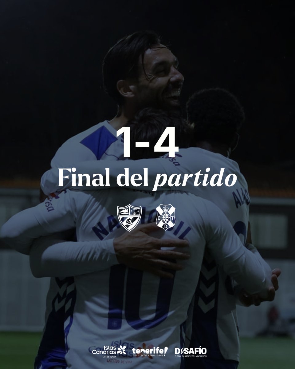 🔚 𝐅𝐈𝐍𝐀𝐋 |  ¡𝗧𝗥𝗜𝗨𝗡𝗙𝗢 𝗧𝗜𝗡𝗘𝗥𝗙𝗘𝗡̃𝗜𝗦𝗧𝗔! 💪🏻 Los #blanquiazules son ➕ 𝐥𝐢́𝐝𝐞𝐫𝐞𝐬 de <a href="/Primera_RFEF/">Primera Federación Versus e-Learning</a>  ⚪️🔵!

¡𝑬𝒔𝒕𝒆 𝒆𝒔 𝒆𝒍 𝒄𝒂𝒎𝒊𝒏𝒐 🤍💙!

<a href="/arenas_club1909/">ARENAS CLUB oficial</a> 1️⃣ - 4️⃣ #CDTenerife

🎯 #AitorSanz, <a href="/gallegoenric/">Enric Gallego</a>, #NachoGil y <a href="/jesusdemiguel8/">Jesus De Miguel</a>.