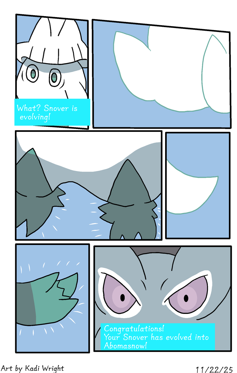 KadiWright3's tweet photo. ❄️Snover Evolution🌲 #Pokemon #Snover #Abomasnow #comic #digitalart #Evolution https://t.co/xccvOBCqkb