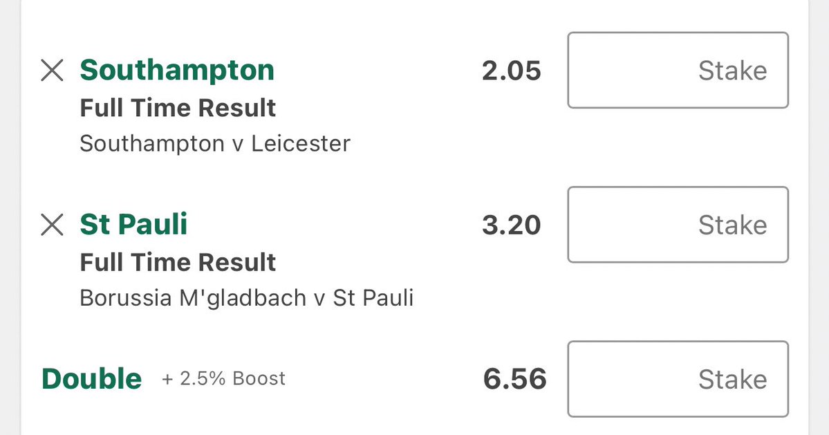 TipsterCharlie's tweet image. #ProjectML Bets ✍️ 

Southampton Vs Leicester 🏴󠁧󠁢󠁥󠁮󠁧󠁿 
Southampton @ 2.05 (0.75u) 

Borussia M’gladbach Vs St Pauli 
St Pauli @ 3.20 (0.5u)