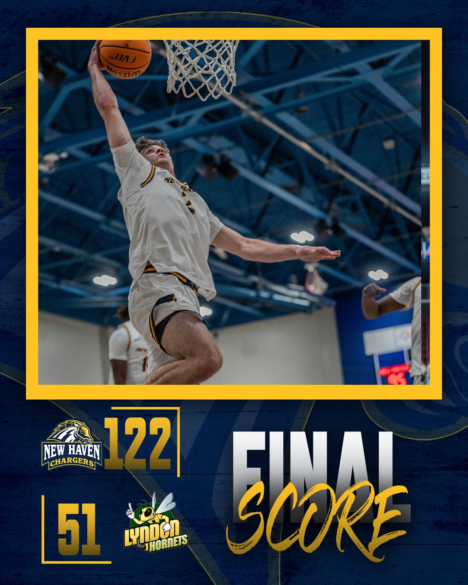 UNewHavenMBB's tweet image. 𝐂𝐇𝐀𝐑𝐆𝐄𝐑𝐒 𝐖𝐈𝐍!

77 bench points helps us cruise by Vermont State Lyndon

#WeGo | #BlueAndGold