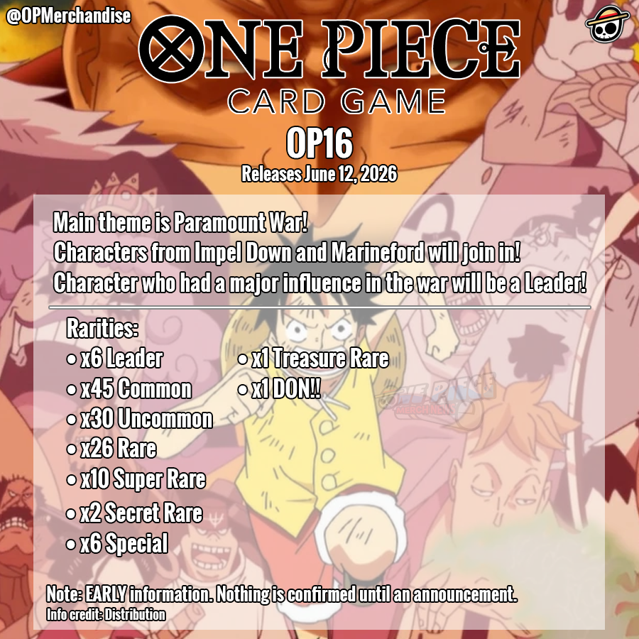 One Piece Card Game OP16 will be themed after Paramount War! Releases June  12, 2026 #OnePiece #OnePieceCardGame