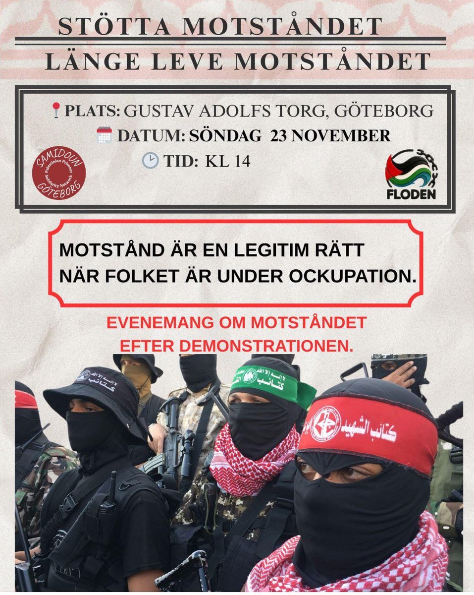 ChristerSfeir's tweet image. Affischen nedan illustrerar min tweet nederst om radikaliseringen som pågår, nämligen punkterna ett och två i min text. Notera att affischen skyltar med extremer: röd bandana är Abu Ali Mustafa brigaden, PFLPs militära gren. Grön bandana är Qassam brigadens ur Hamas militära…