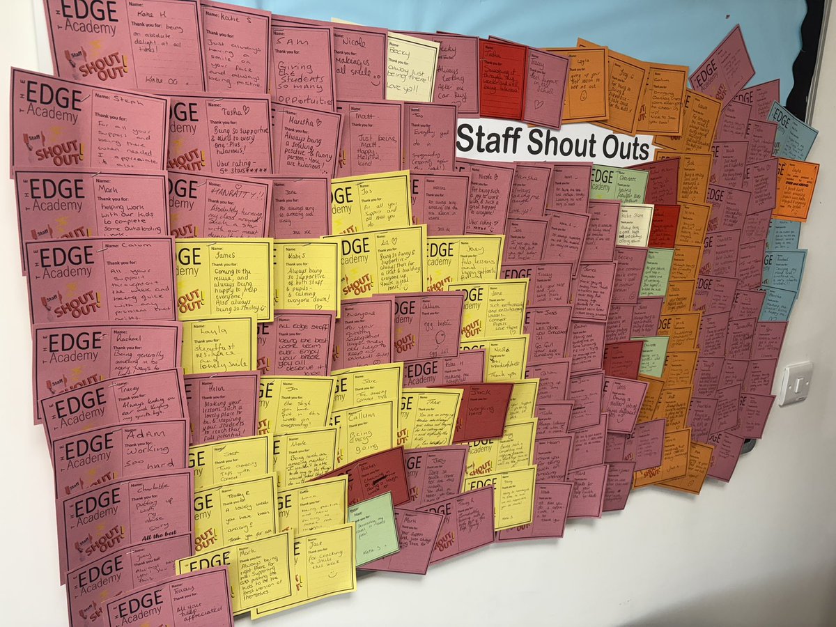 EdgeNorthfield's tweet image. We are only 1 half-term down and the Staff Shout Outs board is full!
Praise and recognition is important to EVERYONE in a school
#cultureiseverything #belonging #relationalpractice