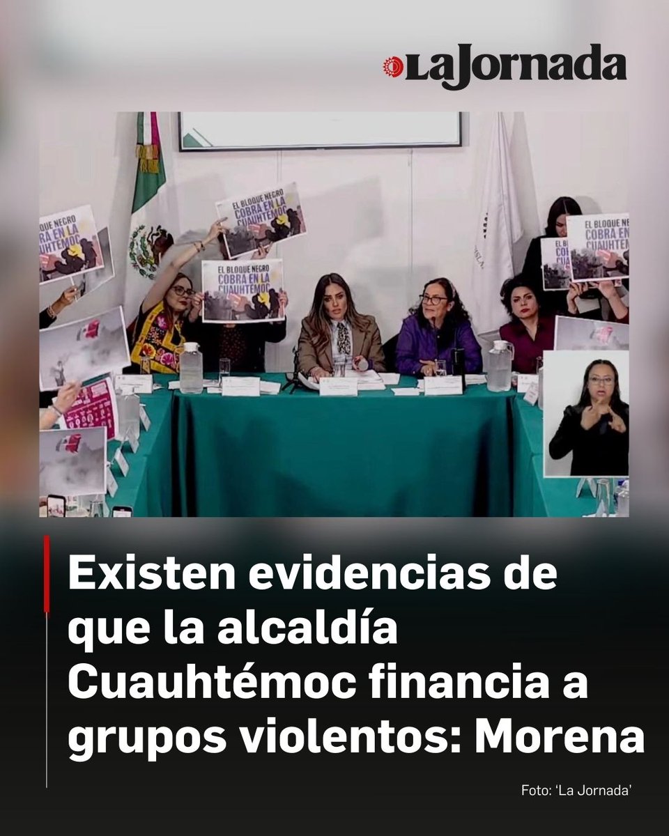 lajornadaonline's tweet image. 🟠 Señala Morena que existen evidencias de que la alcaldía Cuauhtémoc financia a grupos violentos

El partido guinda acusa a la alcaldesa Alessandra Rojo de la Vega de clientelismo.

&quot;Tenemos evidencia en este momento para afirmar que el &apos;bloque negro&apos; que generó violencia en la…