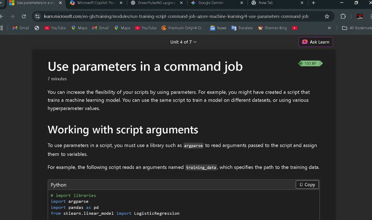 timilovesml's tweet image. Day 13/100
Completed a module on Generative AI (covered GANs and how the generator and discriminator work)
Also finished another Microsoft DP-100 lesson on using parameters with argparse in Azure ML command jobs.
Progress feels steady. On to day 14
#azuredatabricks #GenerativeAI