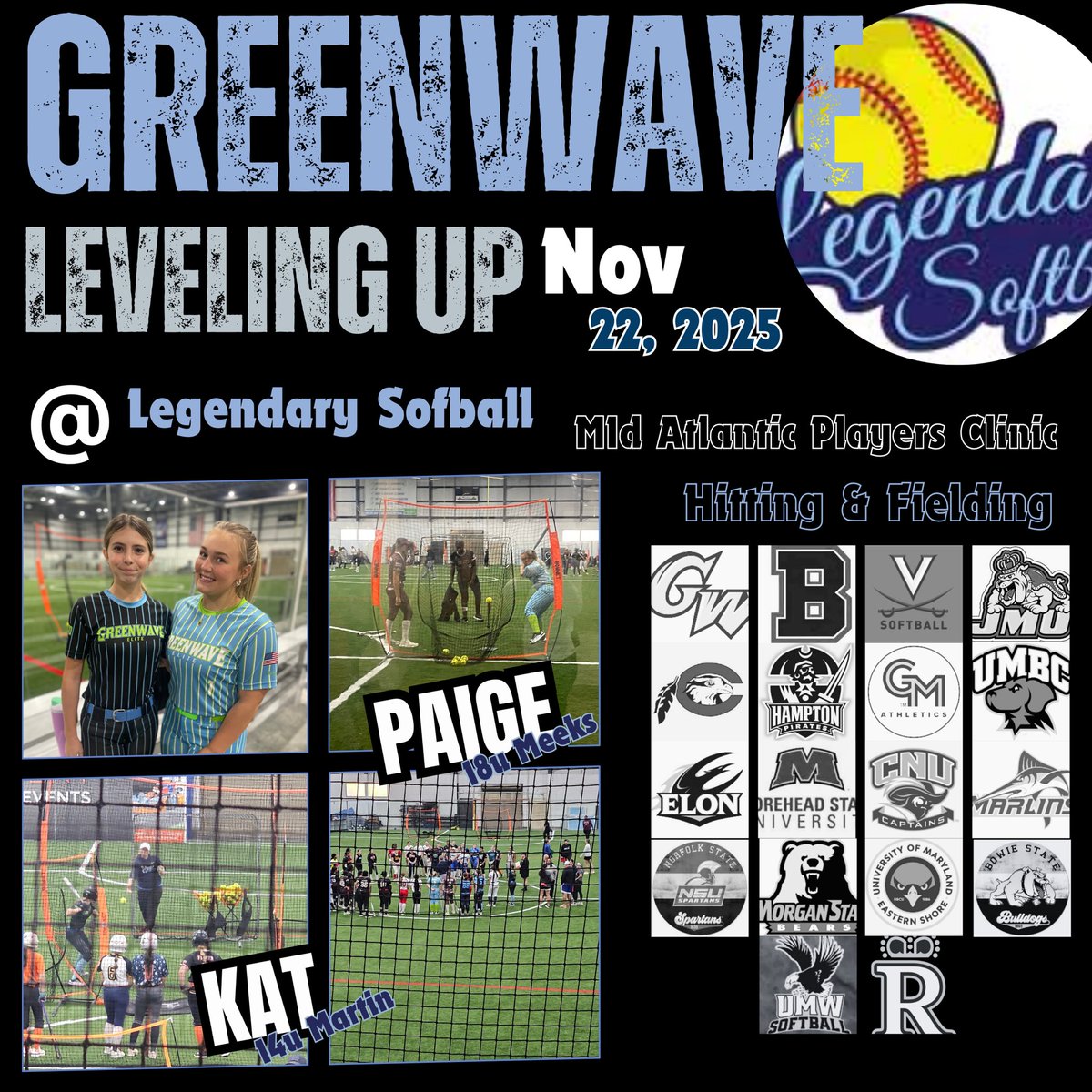 Paige and Kat started the holiday break getting some work in today! So cool to see multiple levels of the GWave family represented at one event.💚🌊🥎