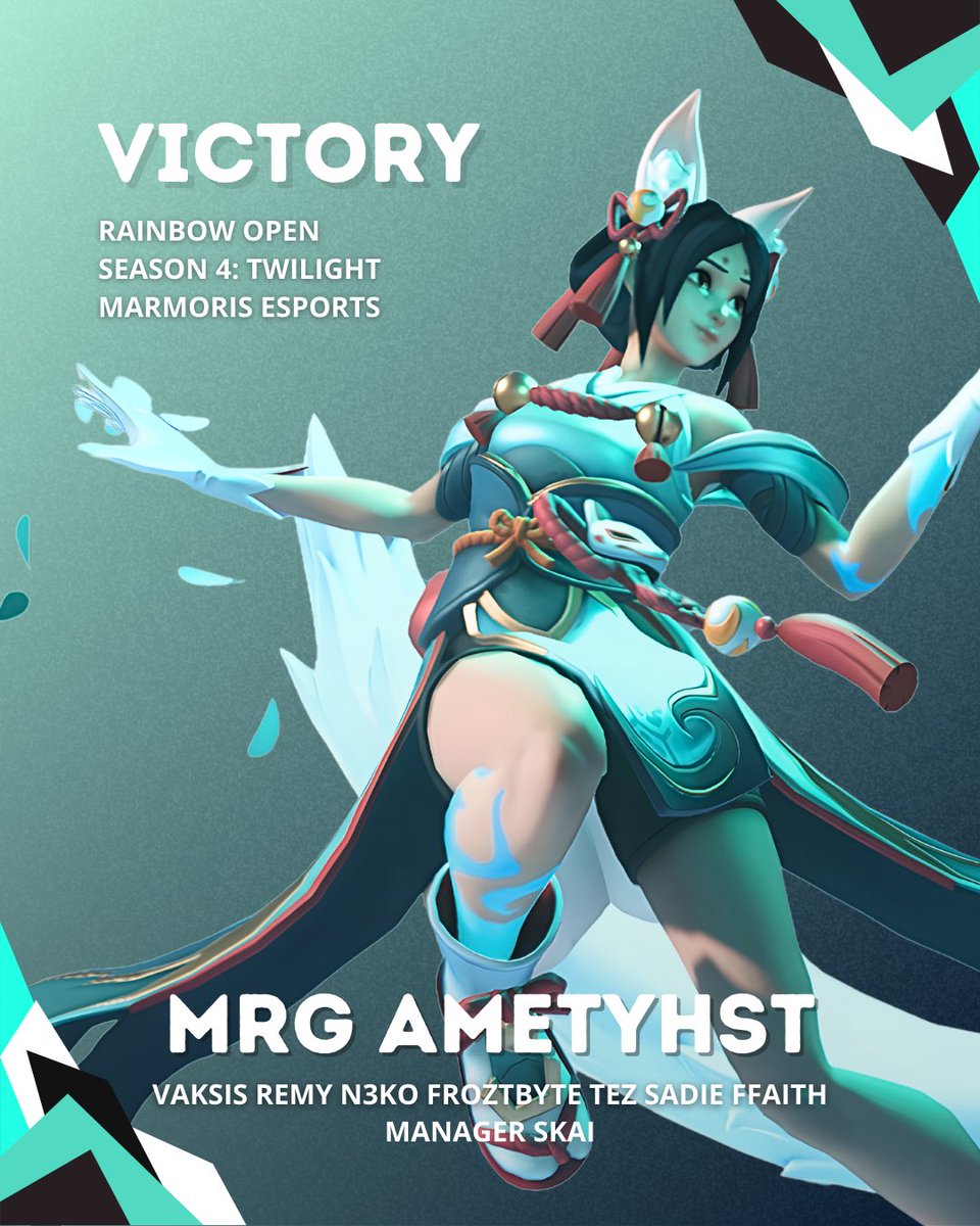 MRG Amethyst won the <a href="/MarmorisEsports/">Marmoris Esports</a> Rainbow Open S4, Twilight Division!

Team Captain Vaksis:
"I couldn’t be prouder of the team I have right now. We never agreed to give up at any point, and that’s been the most important thing for me. We adapted fast and we took risks."