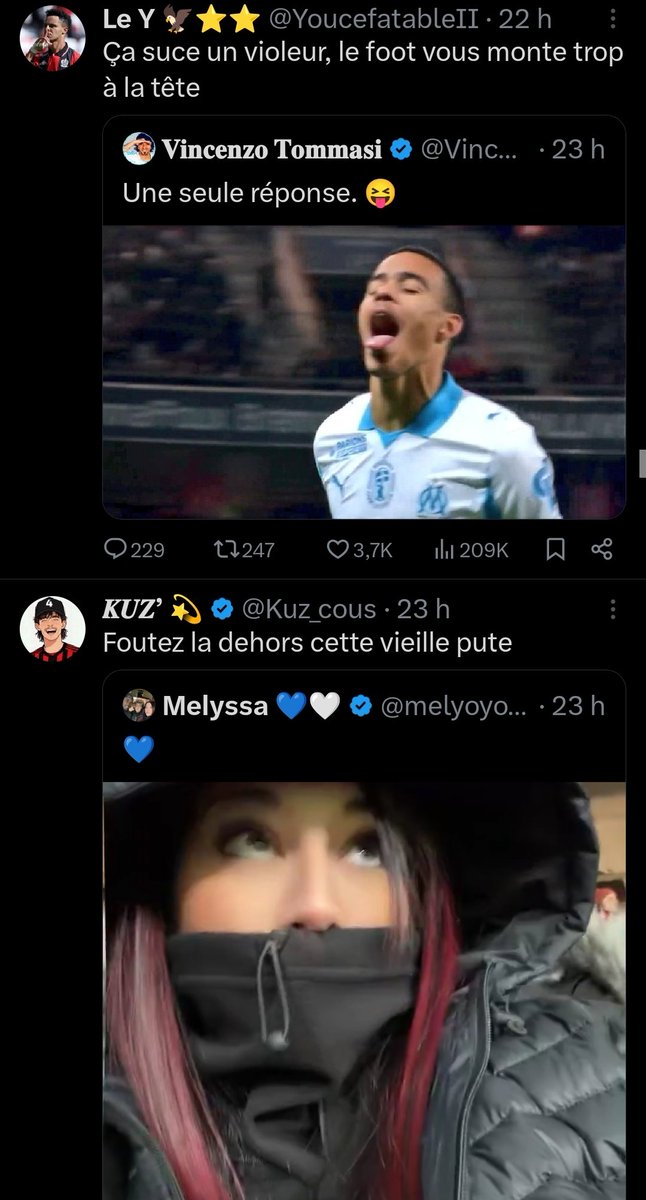 Les opps insultent H24 la famille Greenwood et les femmes en mm tps... La commu foot fr c'est qlq chose qd mm