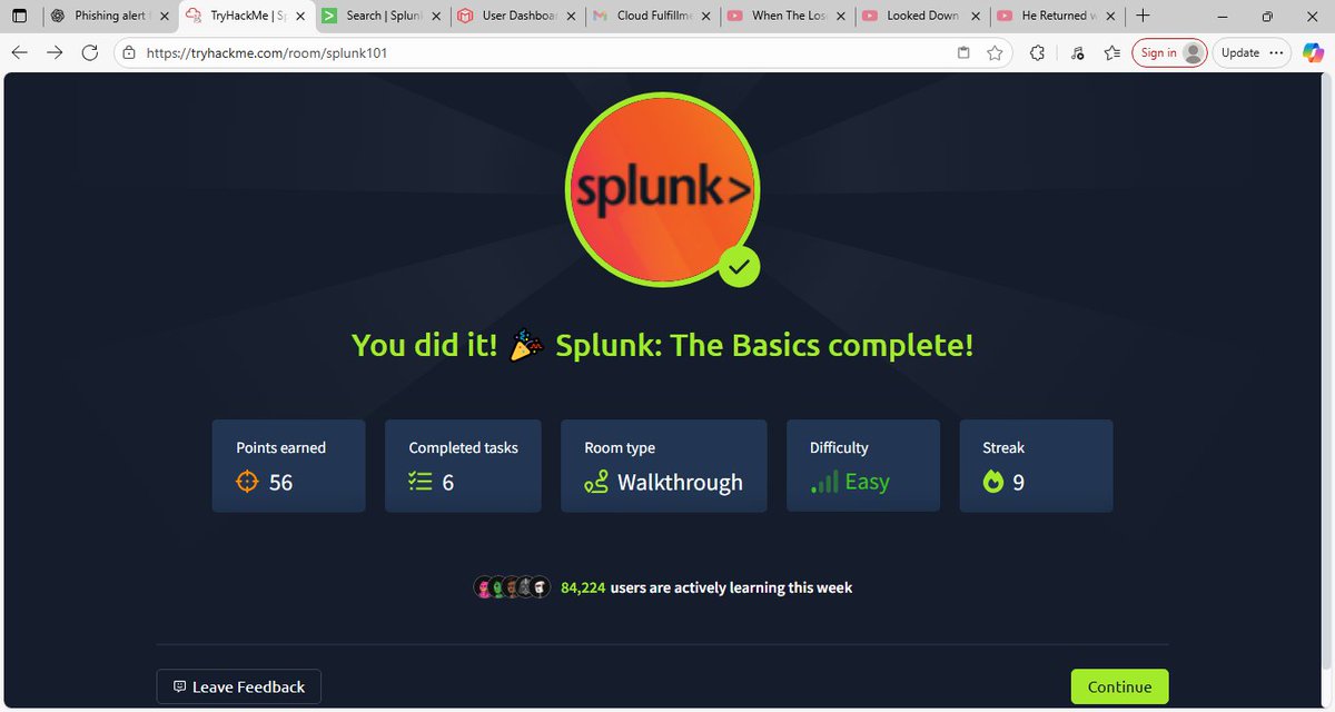 vovwe_sec's tweet image. I just completed Splunk: The Basics room on TryHackMe. Understand how SOC analysts use Splunk for log investigations. tryhackme.com/room/splunk101… #tryhackme via @tryhackme 

#security #splunk #soc #tryhackme