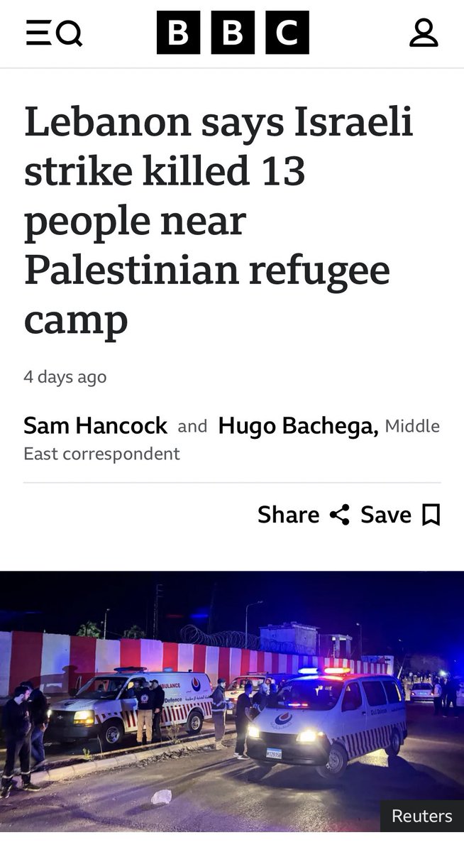 BenGreenJeru's tweet image. BBC 4 days ago: Lebanon says Israeli strike killed 13 people near Palestinian refugee camp.

All 13 eliminated are Hamas operatives. 

Confirmed by Hamas - see martydom poster attached. And by the IDF.

The BBC will never correct their report or their headline.

This is just…