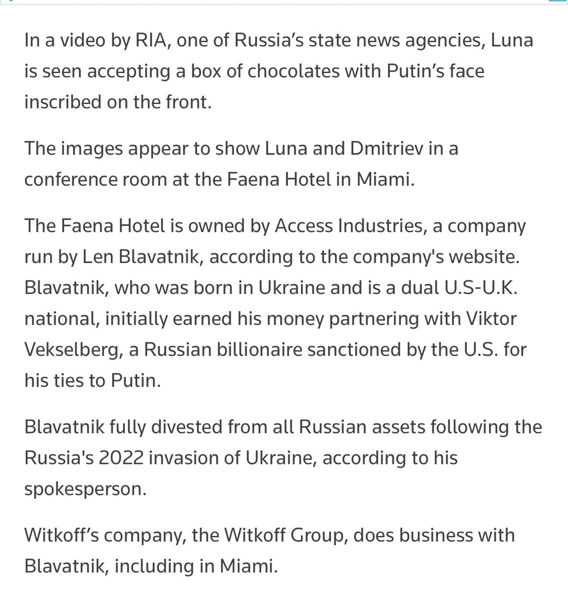 Dmitriev meeting a member of Congress in a Florida hotel owned by a Russian oligarch who does business with Witkoff. Sounds legit.