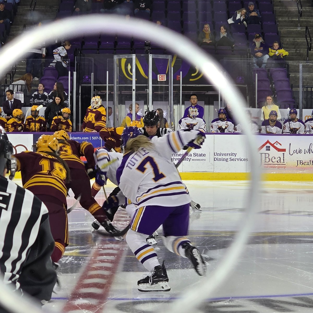 Obligatory #GlassHole puck drop <a href="/MinnStWHockey/">Minnesota State Women’s Hockey</a> vs <a href="/GopherWHockey/">Minnesota Women's Hockey</a> <a href="/WCHA_WHockey/">WCHA Hockey</a>