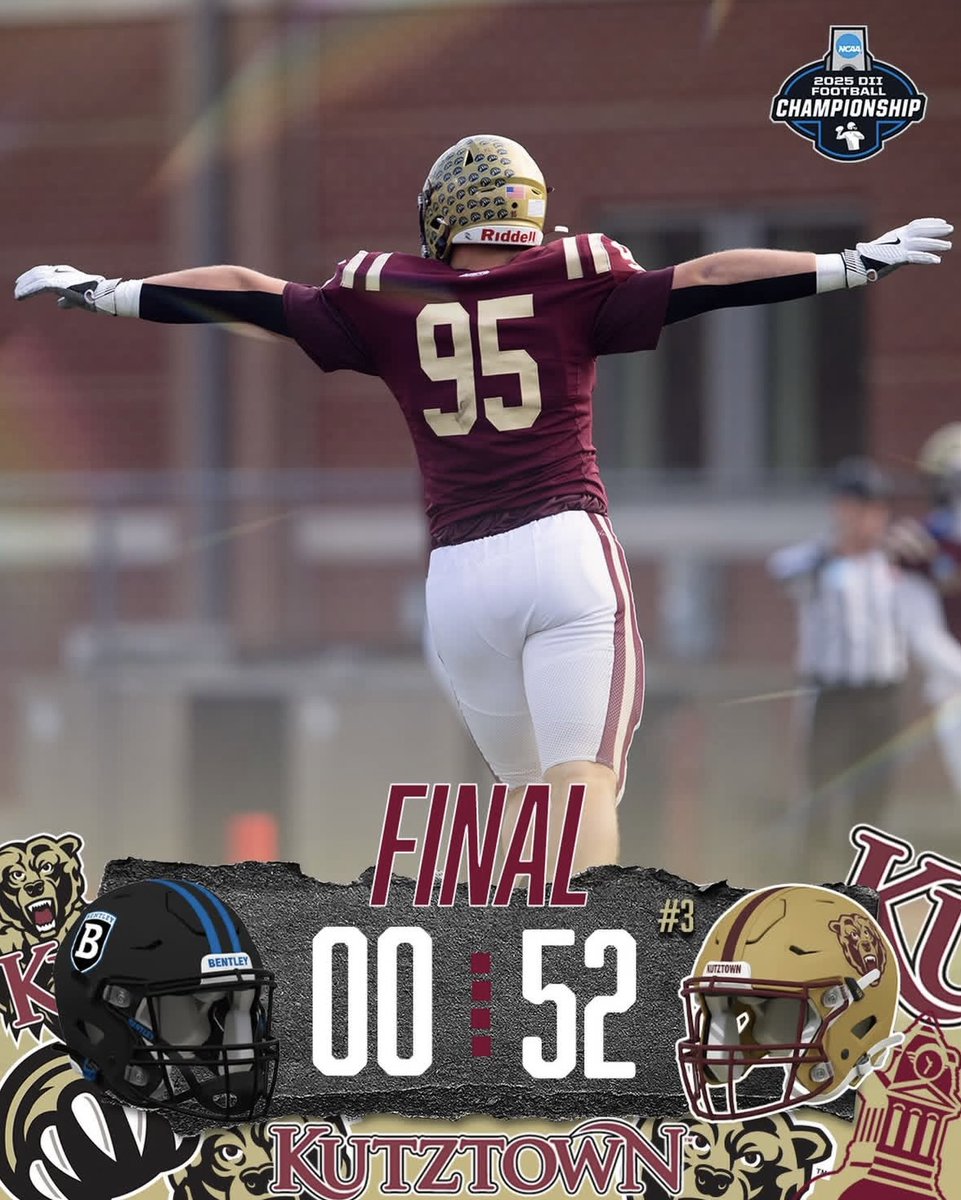 KUGoldenBears's tweet photo. BEARS WIN! A 52–0 shutout over Bentley sends Kutztown Football to the NCAA Second Round! 🐻🔥 https://t.co/viZU1On3p3