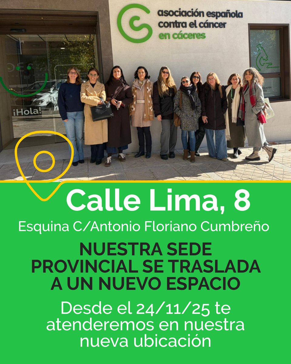 ContraCancerCAC's tweet image. 📣📣A partir de este lunes trasladamos nuestra ubicación a la calle Lima esquina con calle Antonio Floriano Cumbreño 📍

💚Seguimos ayudando a los pacientes con cáncer y a sus familiares. Ven a conocer nuestros servicios, todos ellos gratuitos

#TodosContraElCáncer