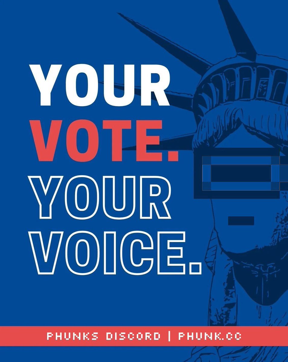 🚨 less than 30 mins left to vote! 

Don’t miss your chance to have your say ✊

Vote here 👉 discord.com/channels/84036…

Or here 👉 phunk.cc