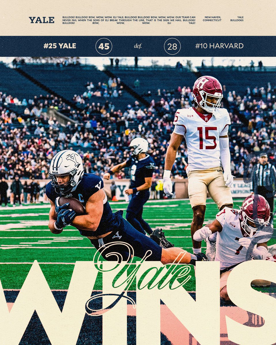 YOUR BULLDOGS ARE GOING TO THE FCS TOURNAMENT! CRIMSON UNDEFEATED NO MORE!

YALE ARE IVY LEAGUE CHAMPIONS!

#Team152 | #ThisIsYale