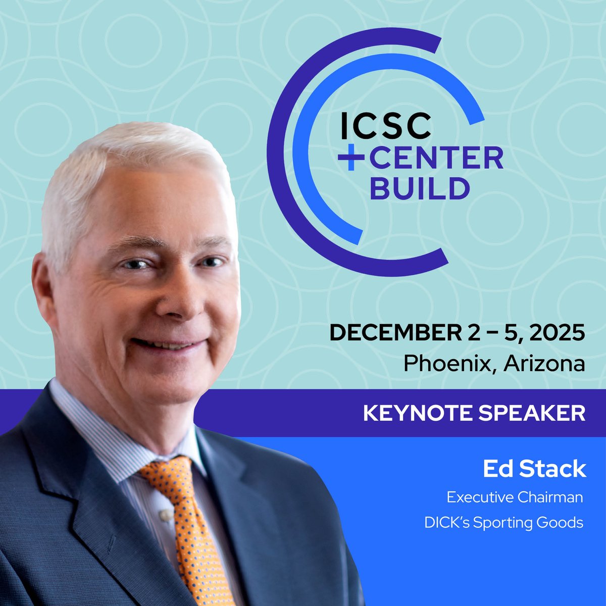ICSC's tweet image. Main Event II: Leadership, Legacy &amp;amp; Community with Ed Stack

Join Ed Stack, Executive Chairman of @DICKS Sporting Goods, for an exclusive one-on-one conversation on how a small family business grew into the nation’s leading sporting goods retailer. From reimagining the in-store…