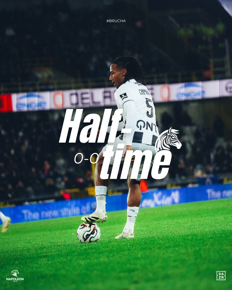 SportCharleroi's tweet image. ⏸️ Carolos et Brugeois se neutralisent à la pause.

#CLUCHA #NapoleonScore ⚫️⚪️