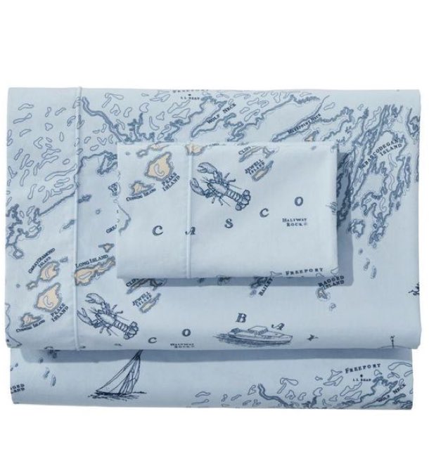 Gift ideas:  L.L.Bean
Nautical Map Percale Sheets