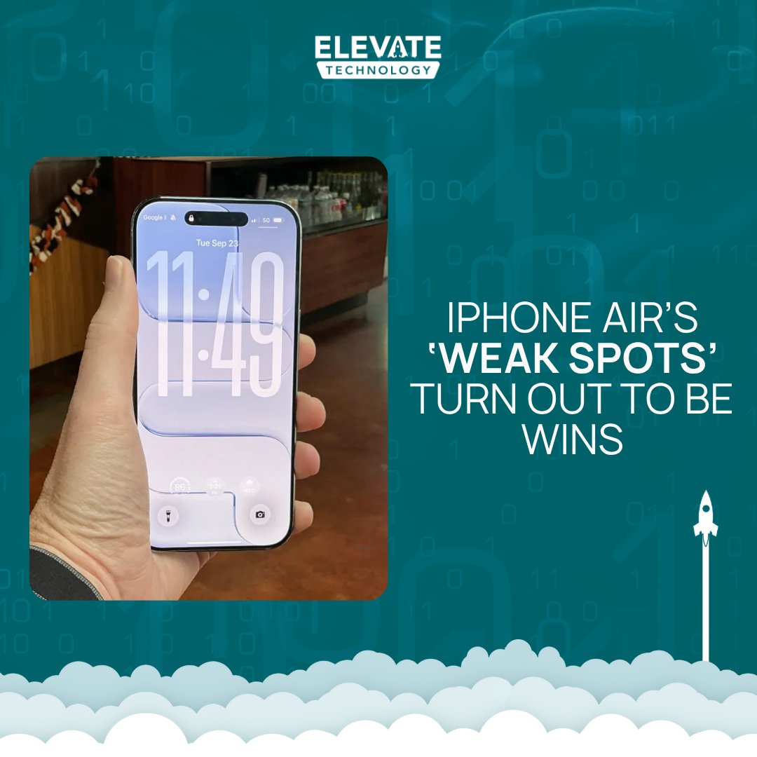 elev8technology's tweet image. Worried the new iPhone Air can&apos;t handle the daily grind? Users and testers are proving otherwise. From impressive durability to battery performance on par with the iPhone 16 Pro, the Air is more than just a pretty face. 9to5mac.com/2025/09/23/two…

#iPhoneAir #AppleTech #SmartBuy