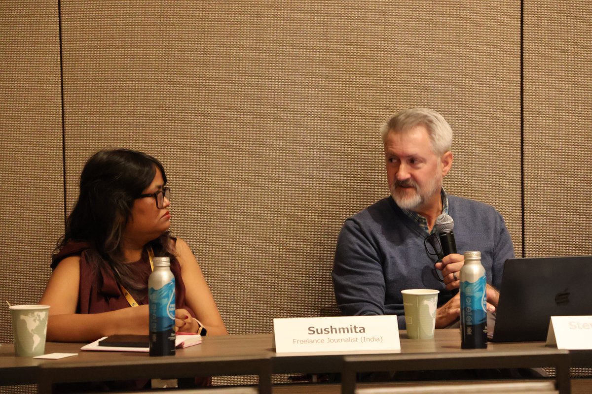 Sushmitav1's tweet image. CoP30 discussions on #JustTransition remind me of a panel I brought together on the issue from reporters across the world including @karlamendes @pulitzercenter @sejorg 
Despite our different contexts, the MO through which frontline communities are sidelined, remained the same.