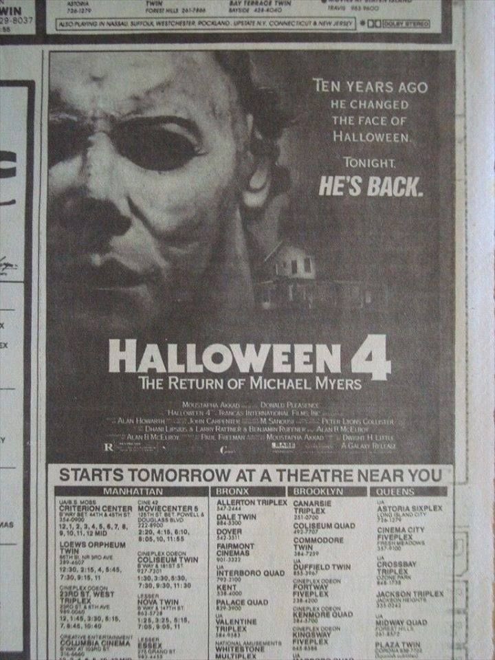 SourceHalloween's tweet image. Halloween 4: The Return of Michael Myers newspaper advertisement 📰🔪