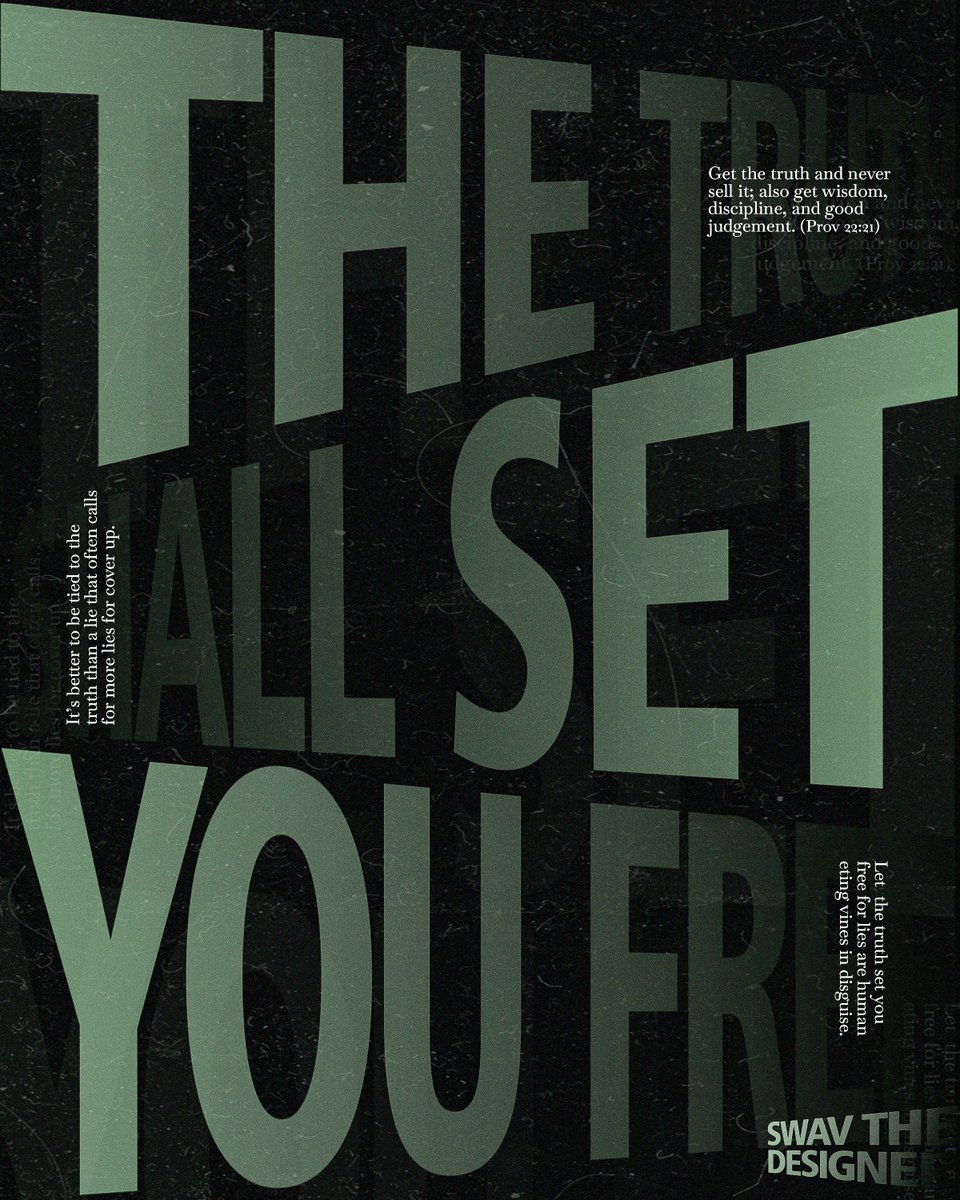 Lorita_theswav's tweet image. Day 3 of 100. 

&quot;John 8:31-32&quot;
The truth shall set you free. 
Not easy.
Not always comfortable.
But always liberating and worth it. 
Jesus is the way, the truth, and the life.

Happy Sunday💚
#Swavthedesigner #100daysdesignchallenge #creativedesigner #creativegrowth