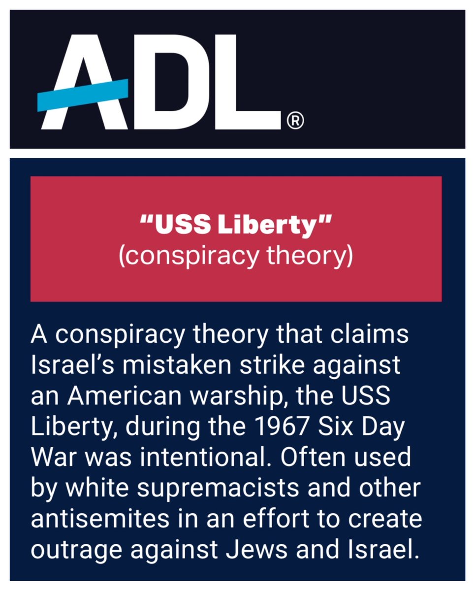 ADL says talking about the “USS Liberty” is Anti-Zionist Hate &amp; Antisemitic

<a href="/usslibertyvets/">USS Liberty Veterans Association</a> hope you respond to this BS