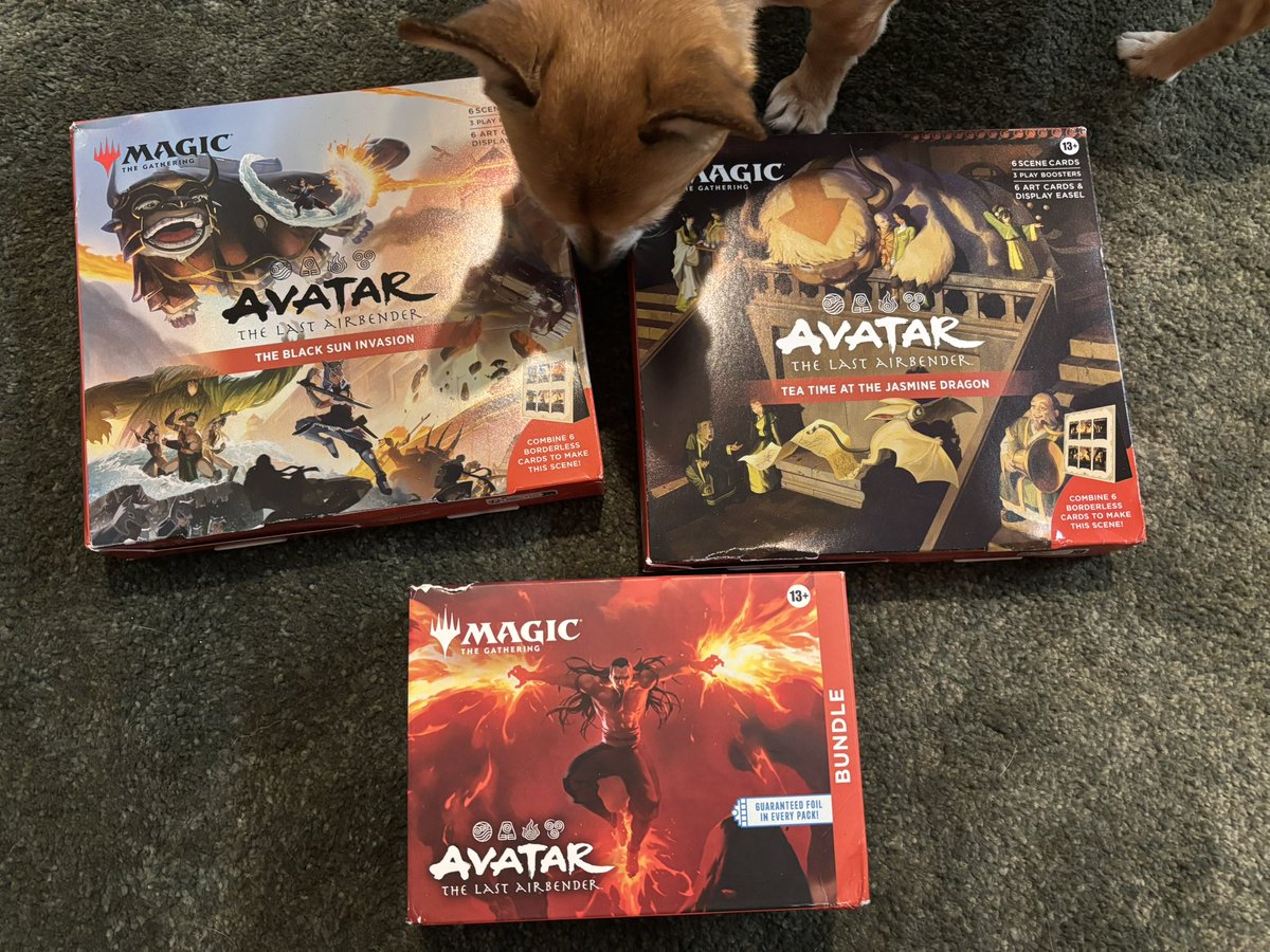 the boxes are a bit battered but they arrived! 🥳

Avatar the Last Airbender is one of my fave shows/franchises so I had to grab these! 

my Magic: The Gathering collection continues to grow (much slower now)